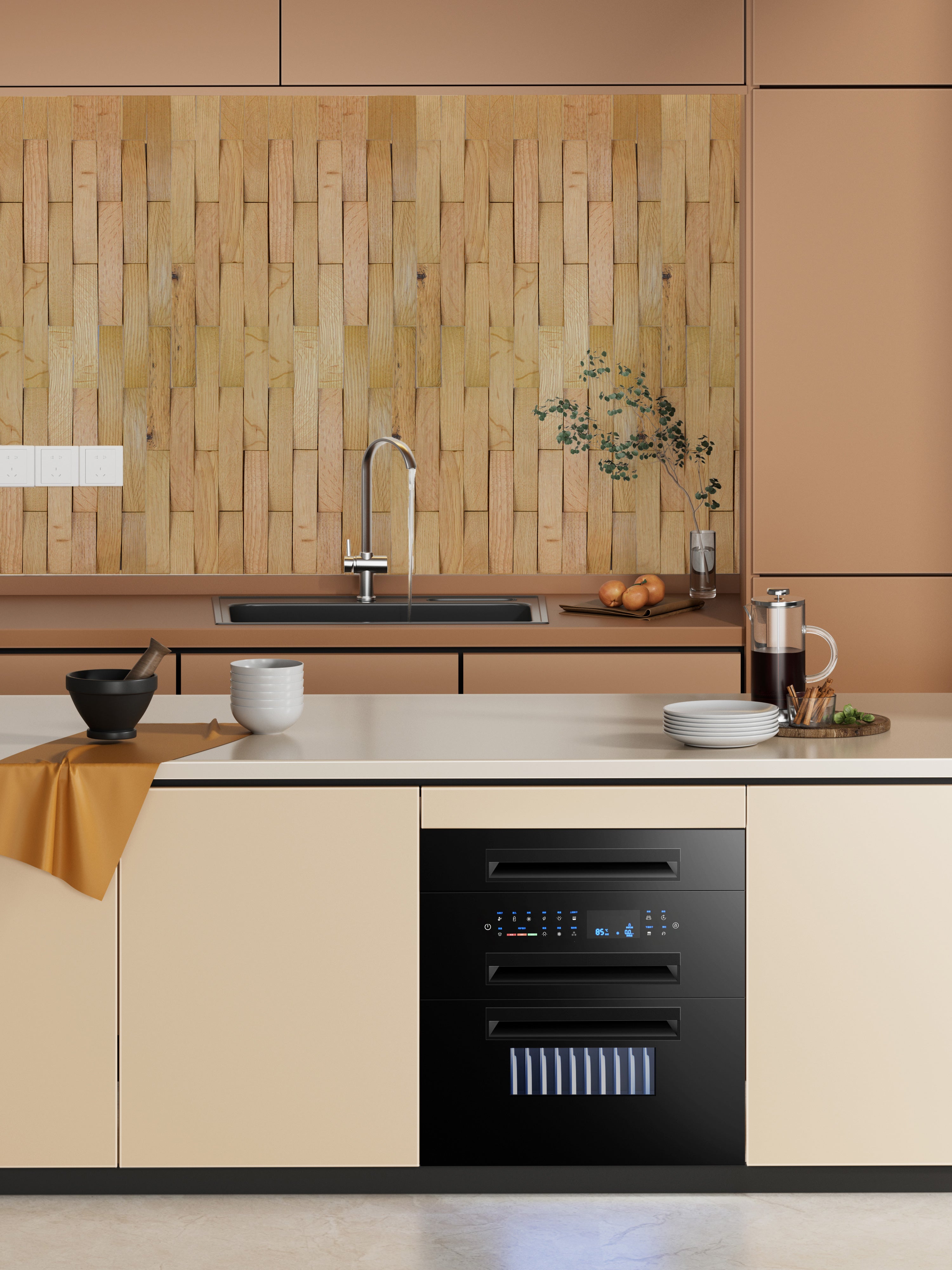 Wood Mosaic Panel | White Oak Wood Tile | 12×12”