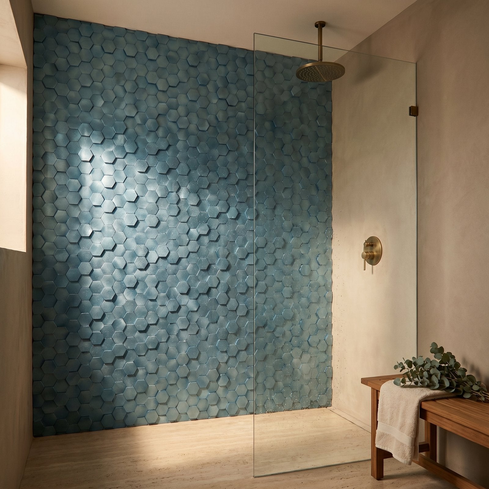 Peel and Stick Backsplash | Hexagon Blue | 11.5×11.34"