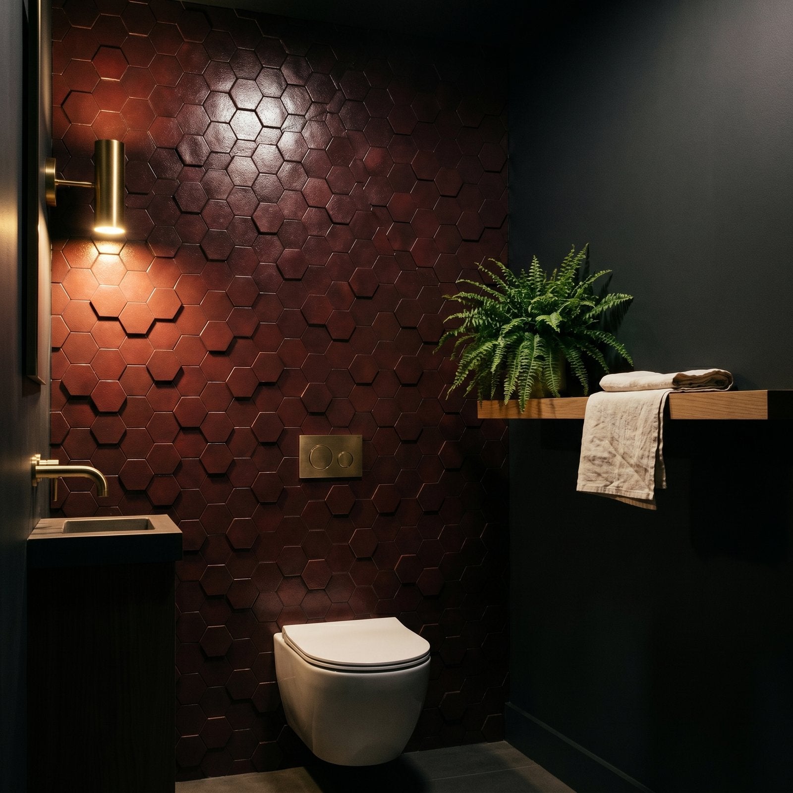 Peel and Stick Backsplash | Hexagon Burgundy | 11.5×11.34"