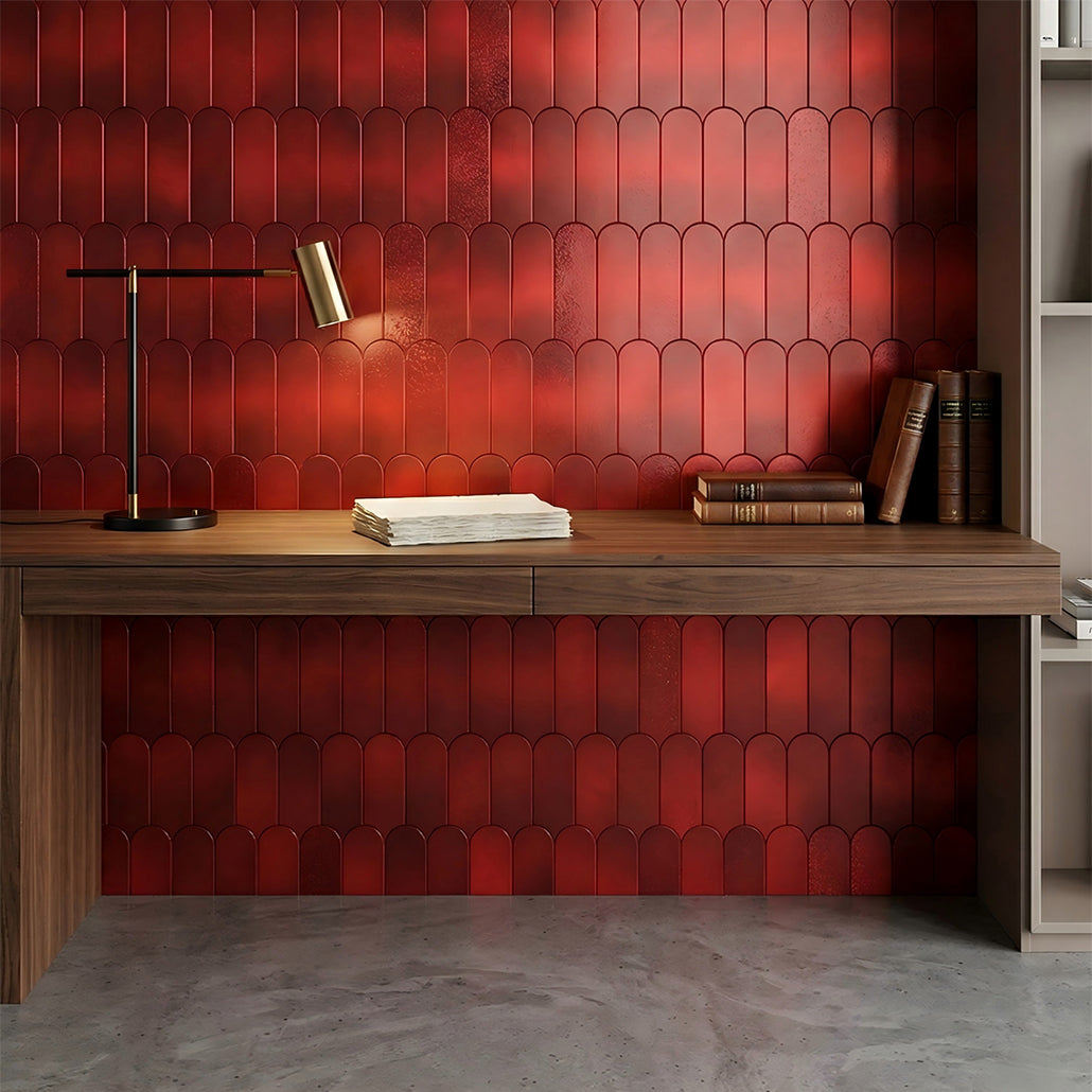 Peel and Stick Mosaic Tile | Arch Red | 11.73×11.34 in | Metal
