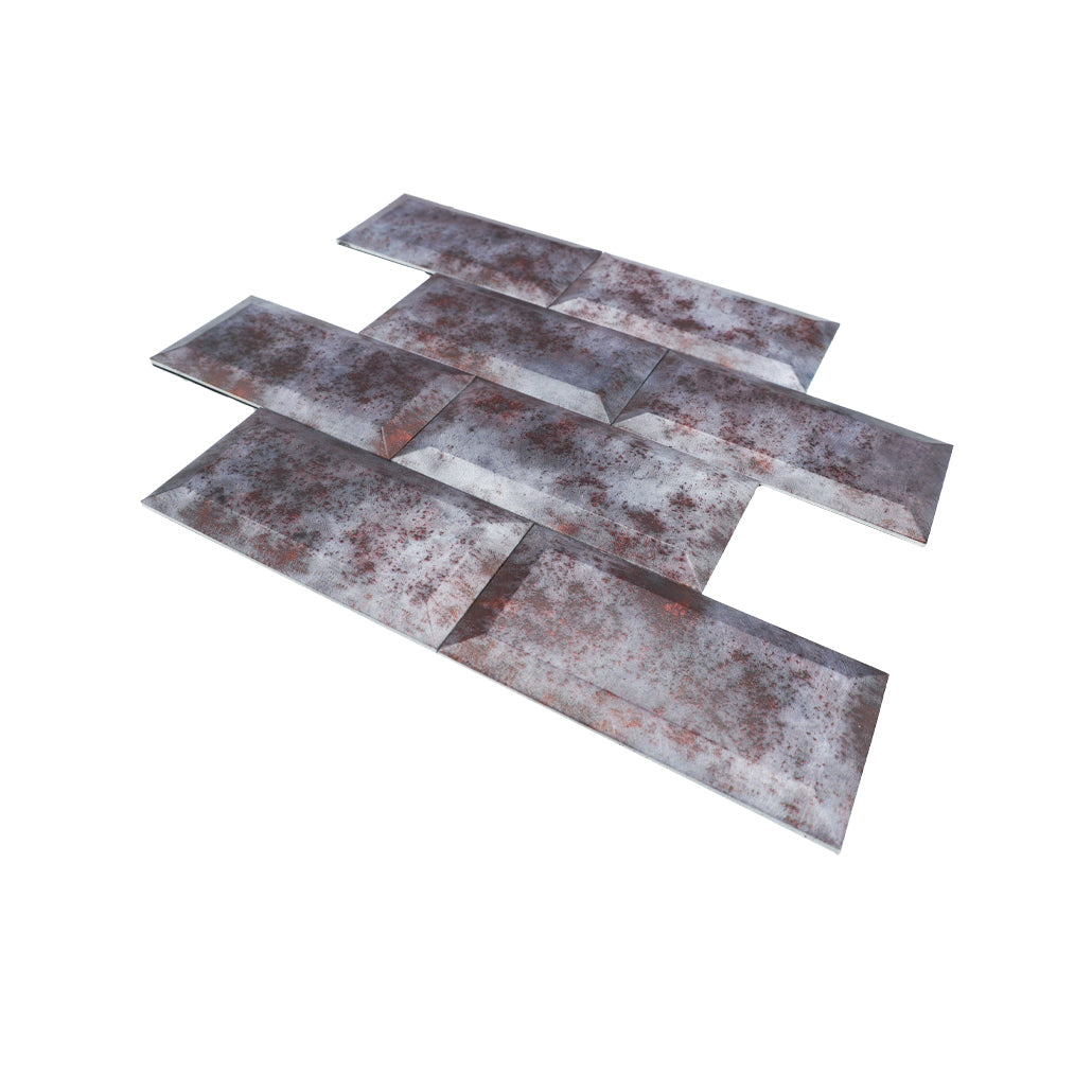Peel and Stick Mosaic Tile | Subway 3D Gray | 12.01×12.01 in | Metal