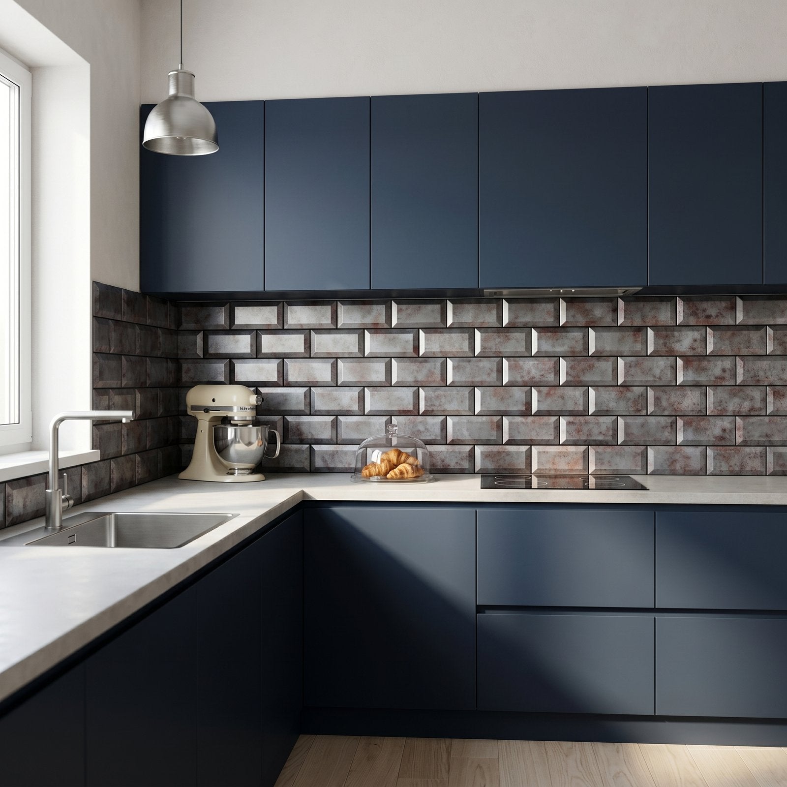 Peel and Stick Backsplash | Subway 3D Gray | 12.01×12.01"