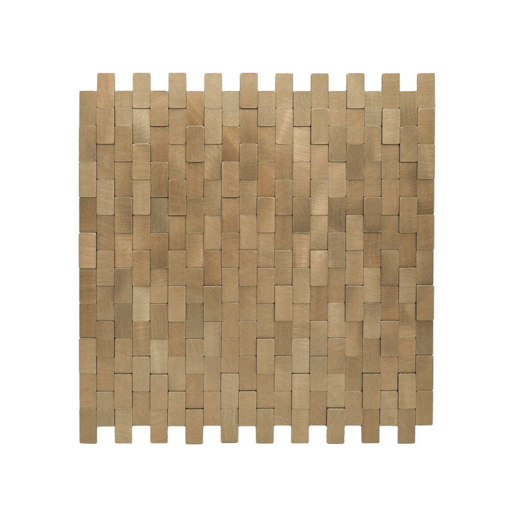 Peel and Stick Mosaic Tile | Brick 3D Gold | 11.73×11.81 in | Metal