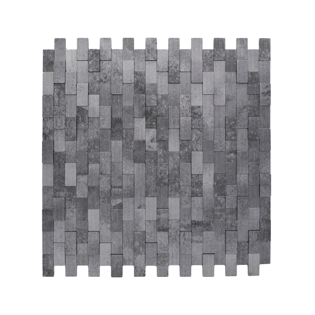 Peel and Stick Mosaic Tile | Brick 3D Anthracite | 11.73×11.81 in | Metal