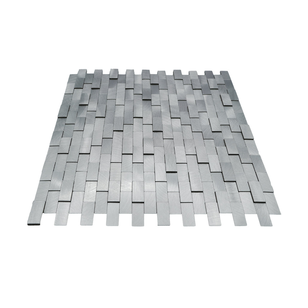 Peel and Stick Backsplash | Brick 3D Silver | 11.73×11.81"