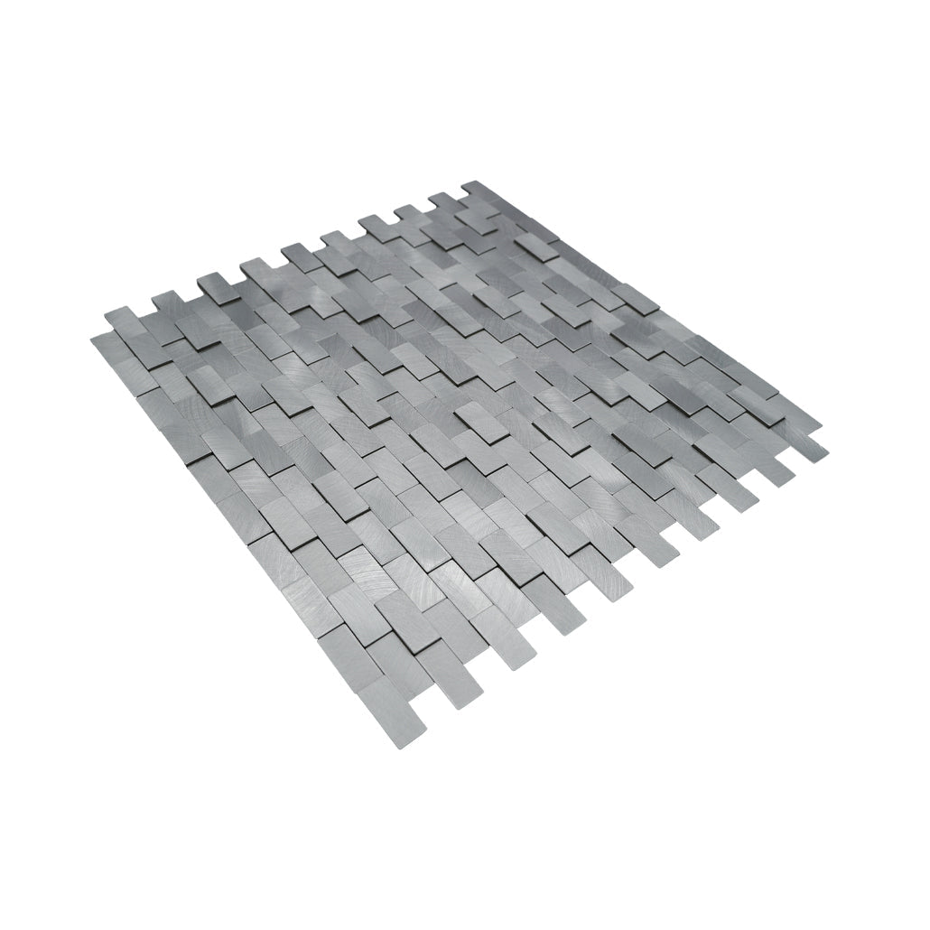 Peel and Stick Backsplash | Brick 3D Silver | 11.73×11.81"