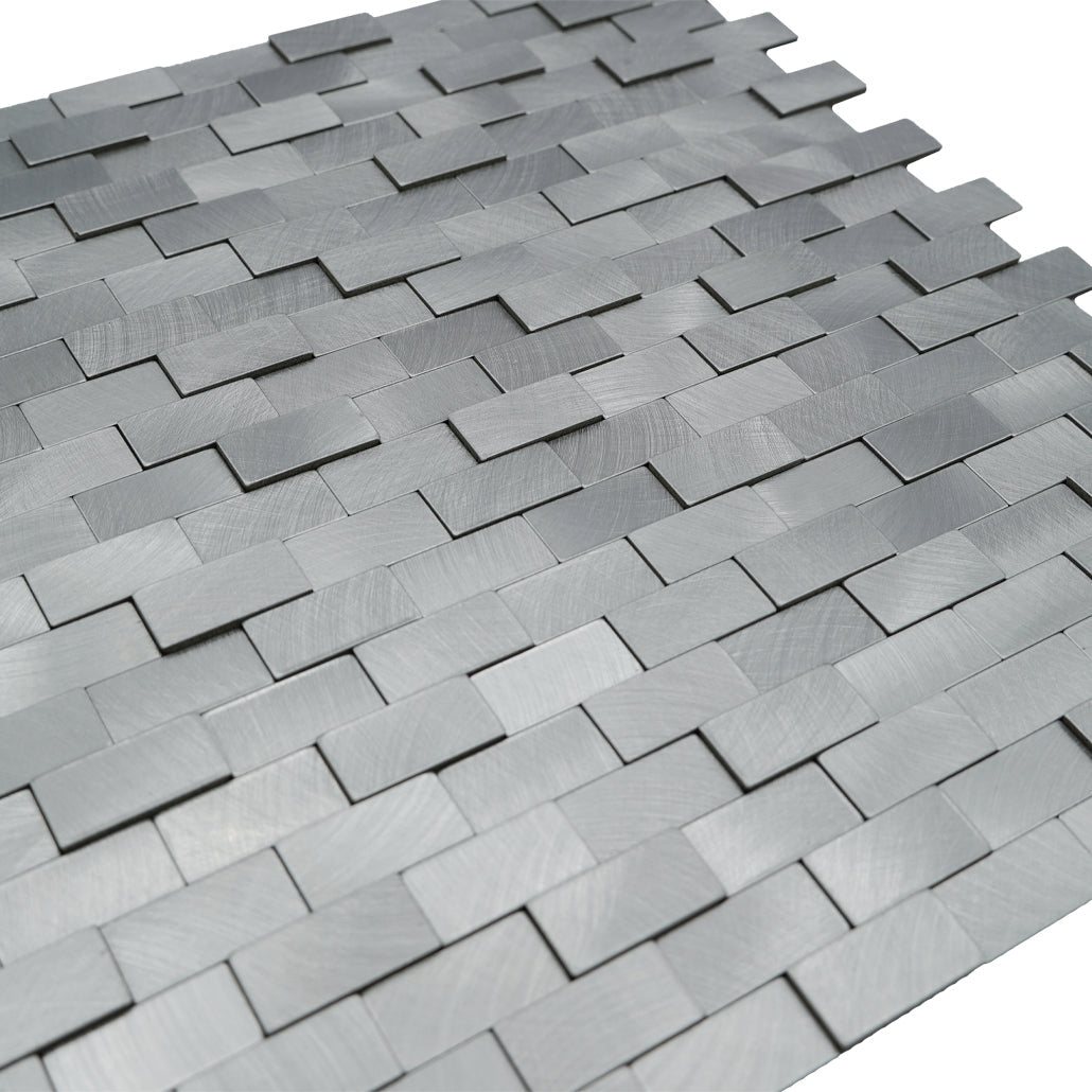 Peel and Stick Backsplash | Brick 3D Silver | 11.73×11.81"