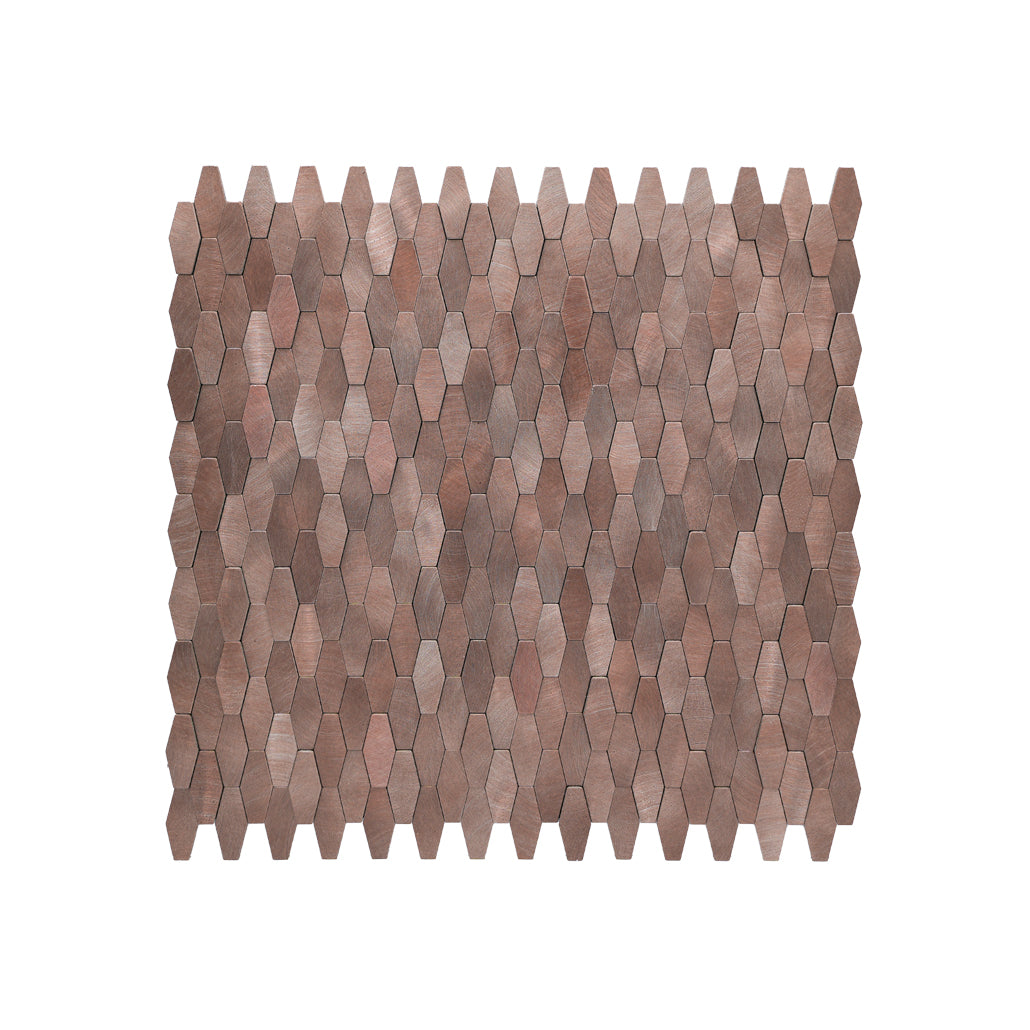 Peel and Stick Mosaic Tile | Picket 3D Dark Copper | 12.2×11.81 in | Metal
