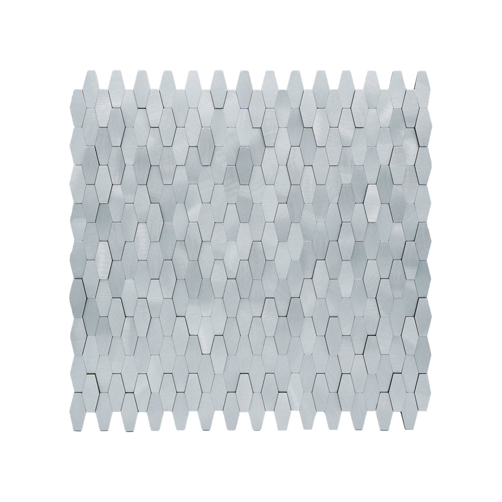 Peel and Stick Mosaic Tile | Picket 3D Silver | 12.2×11.81 in | Metal