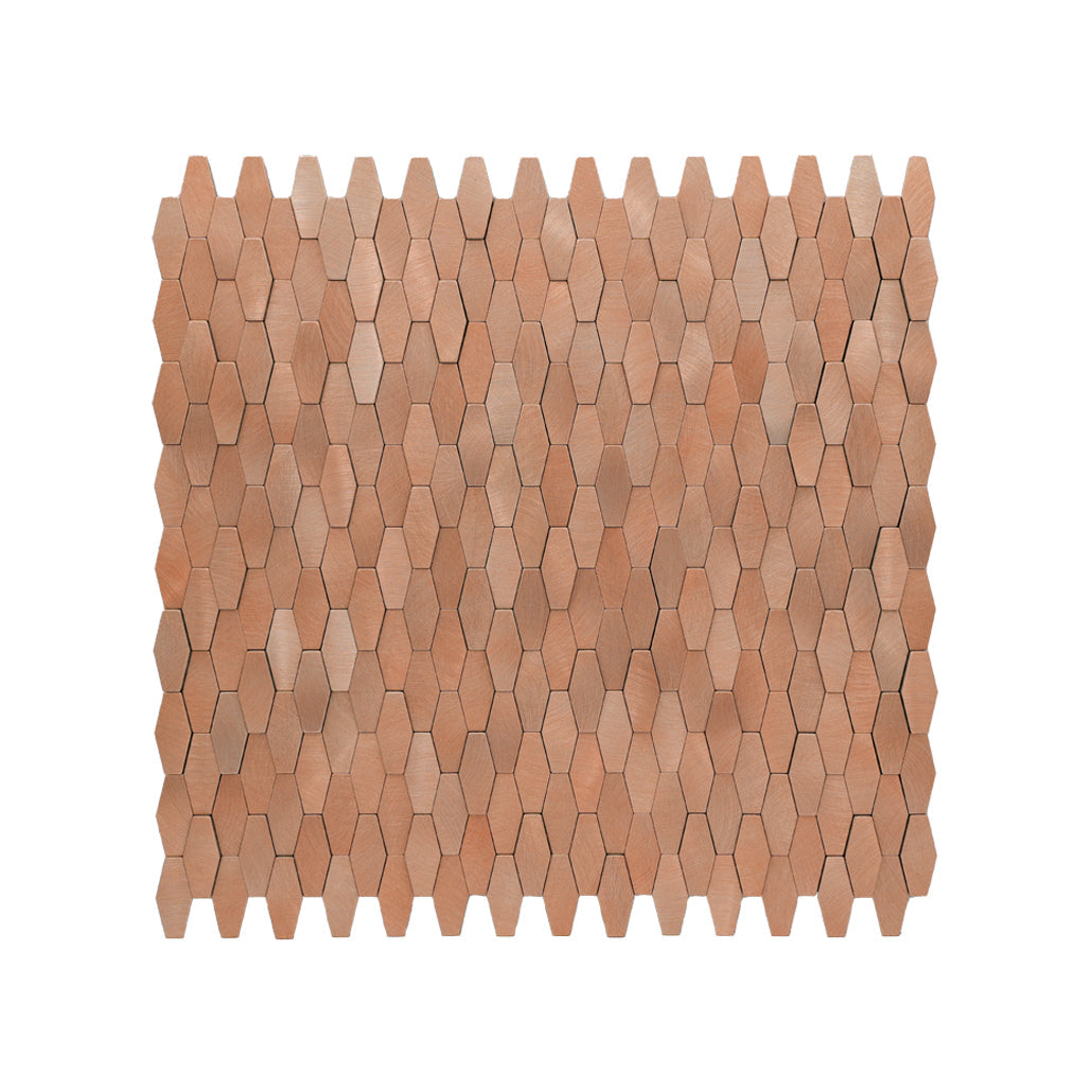 Peel and Stick Mosaic Tile | Picket 3D Salmon | 12.2×11.81 in | Metal