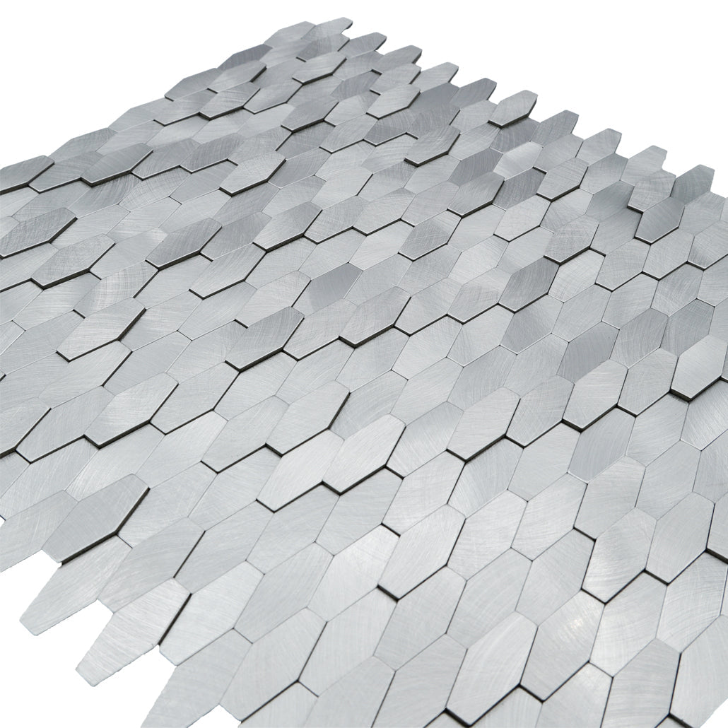 Peel and Stick Backsplash | Picket 3D Silver | 12.2×11.81"