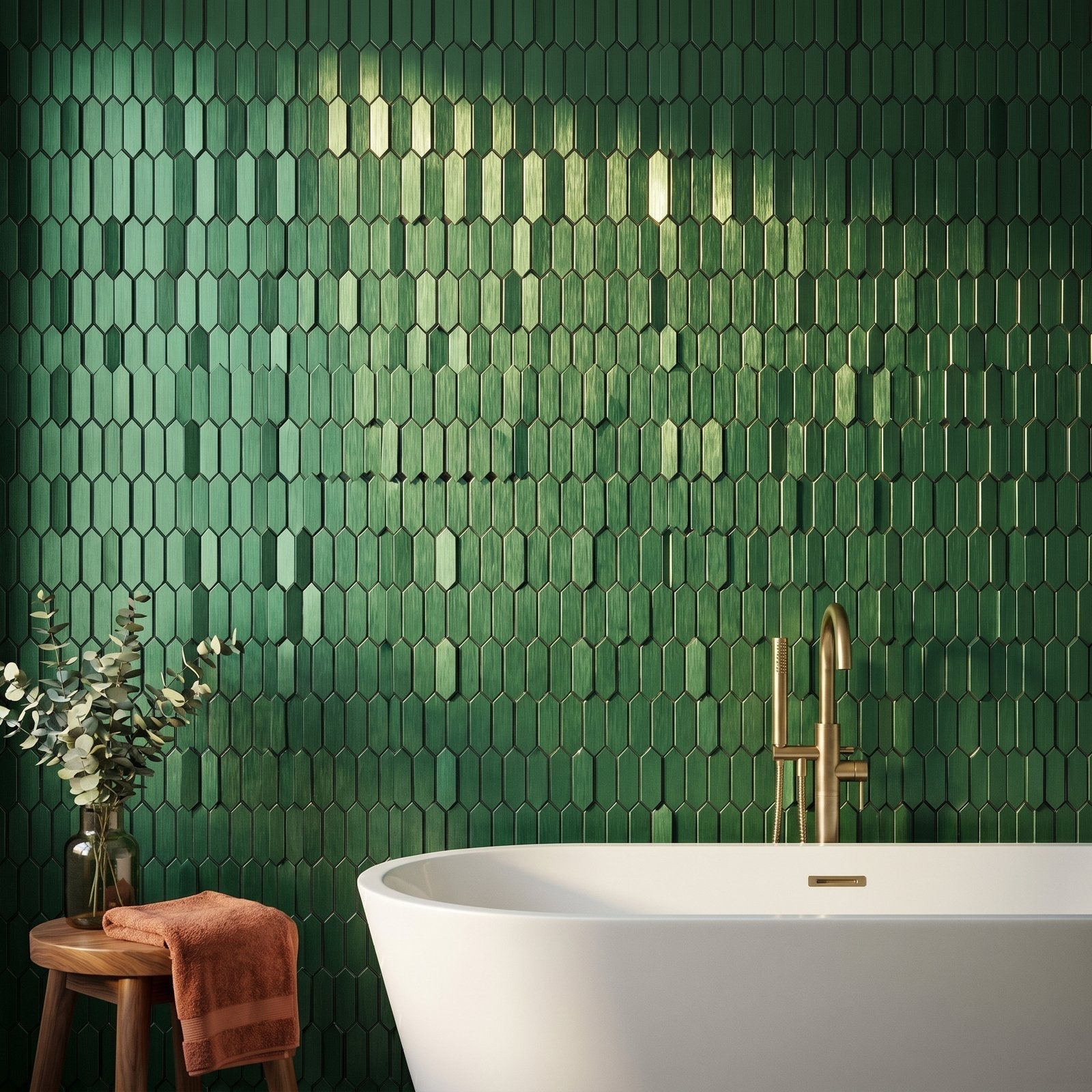 Peel and Stick Backsplash | Picket 3D Dark Green | 12.2×11.81"