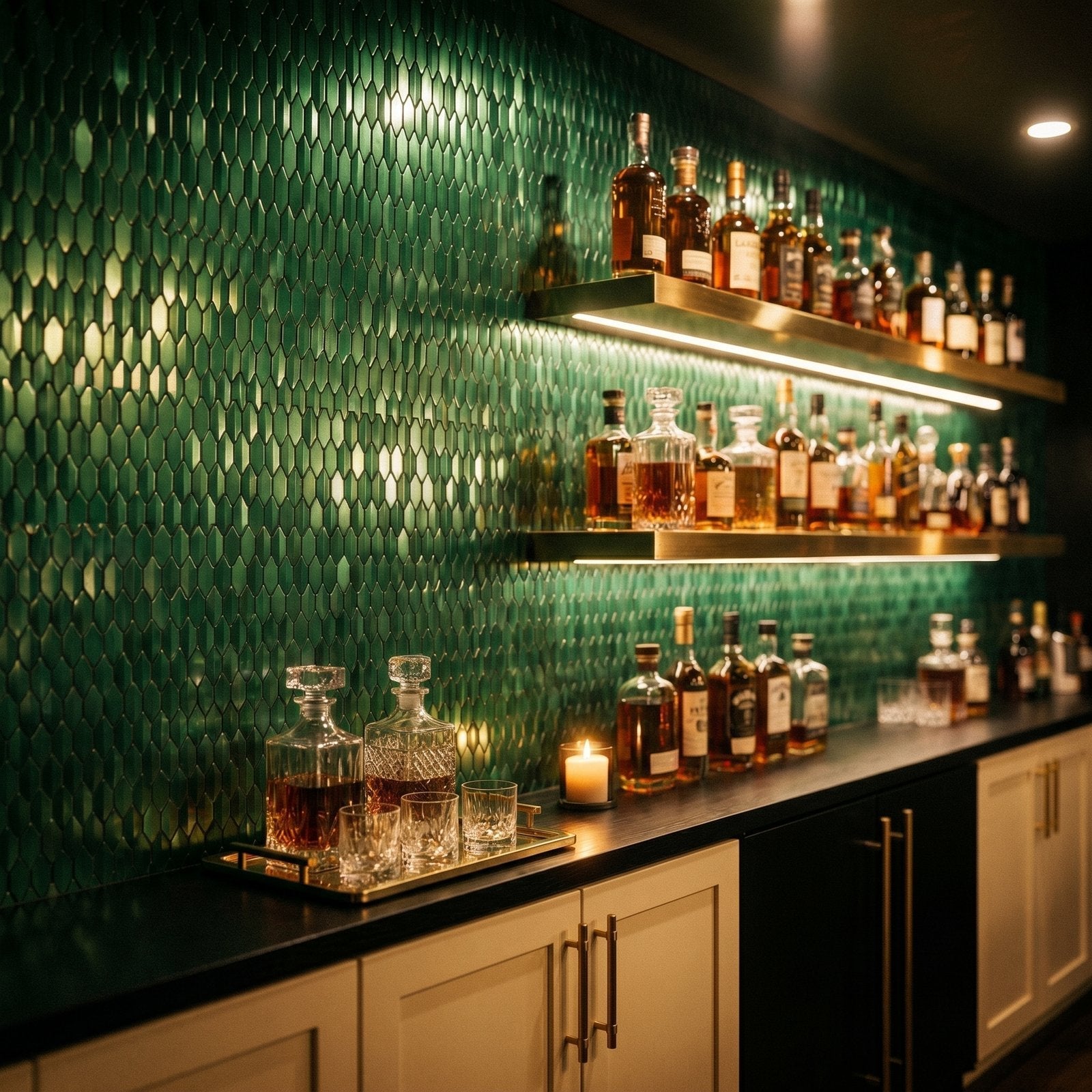 Peel and Stick Backsplash | Picket 3D Dark Green | 12.2×11.81"