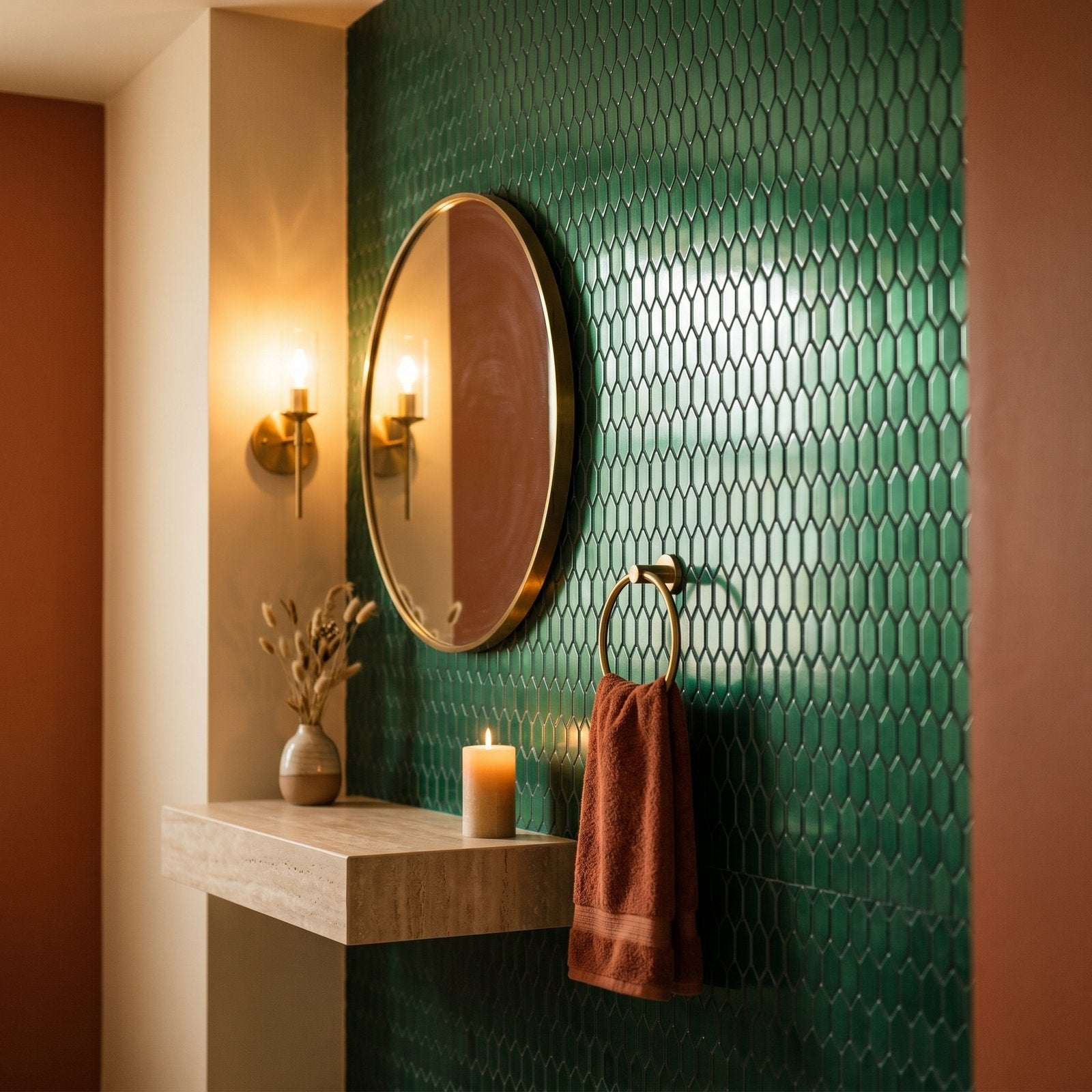 Peel and Stick Backsplash | Picket 3D Dark Green | 12.2×11.81"