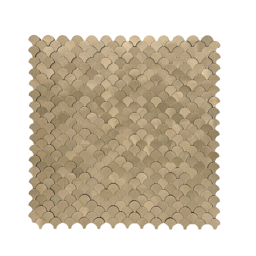 Peel and Stick Backsplash | Fish Scale 3D Gold | 11.73×11.34"