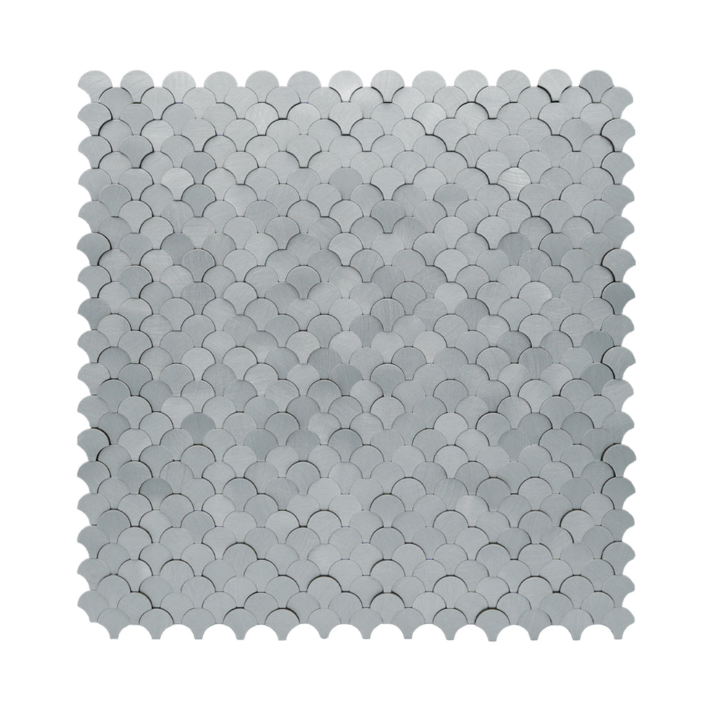 Peel and Stick Backsplash | Fish Scale 3D Silver | 11.73×11.34"
