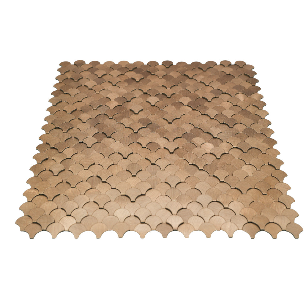 Peel and Stick Backsplash | Fish Scale 3D Copper | 11.73×11.34"