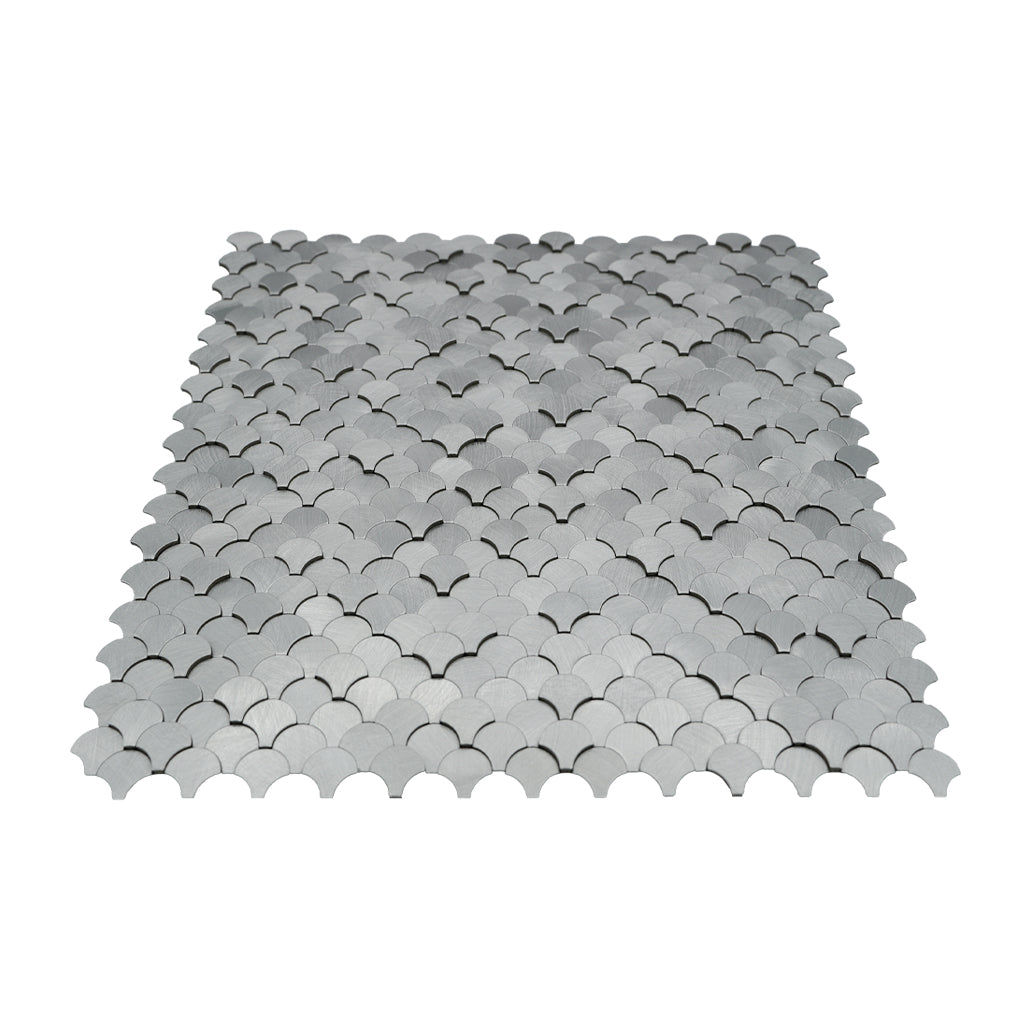 Peel and Stick Backsplash | Fish Scale 3D Silver | 11.73×11.34"