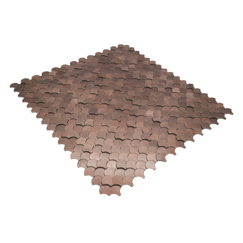 Peel and Stick Backsplash | Fish Scale 3D Dark Copper | 11.73×11.34"