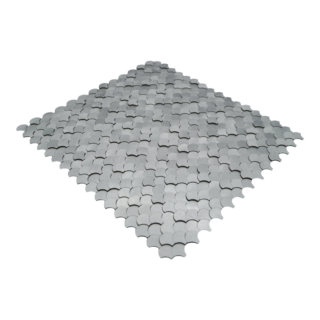 Peel and Stick Backsplash | Fish Scale 3D Silver | 11.73×11.34"