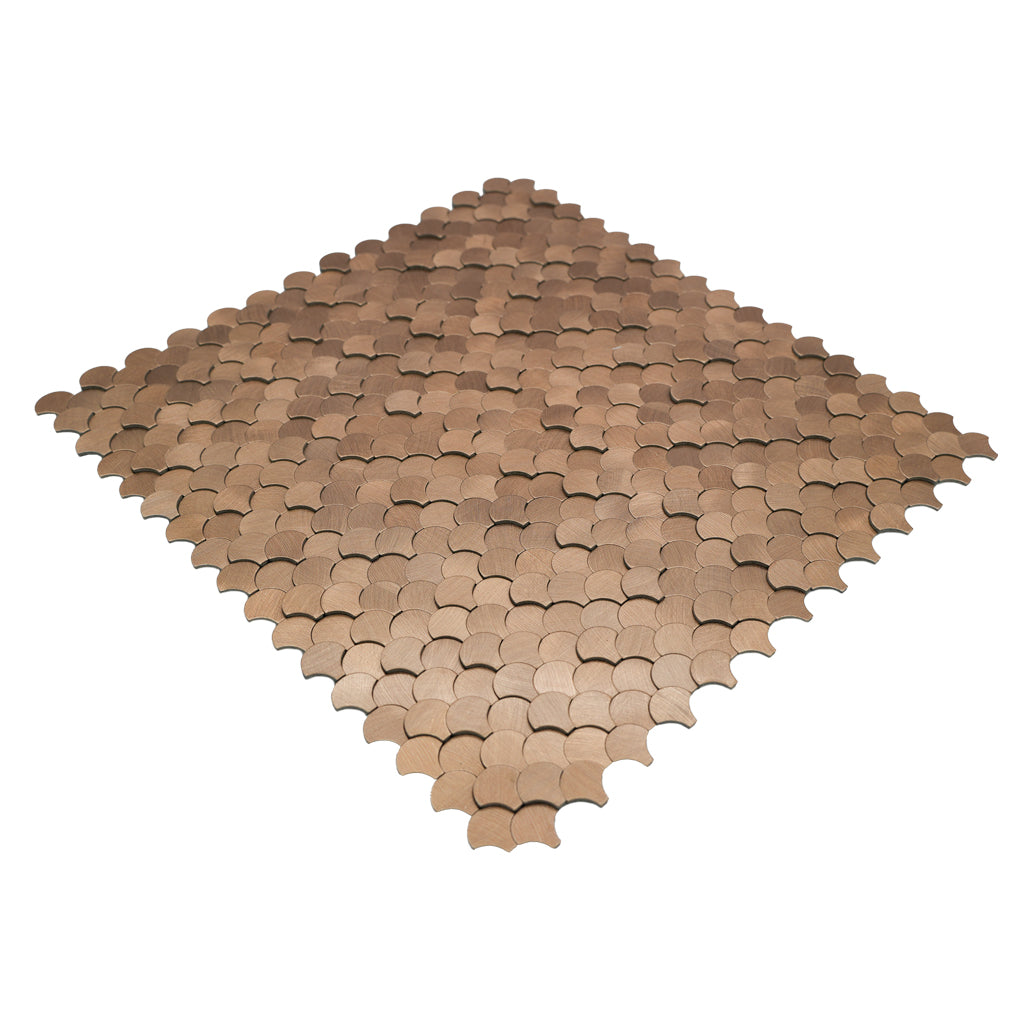 Peel and Stick Backsplash | Fish Scale 3D Copper | 11.73×11.34"