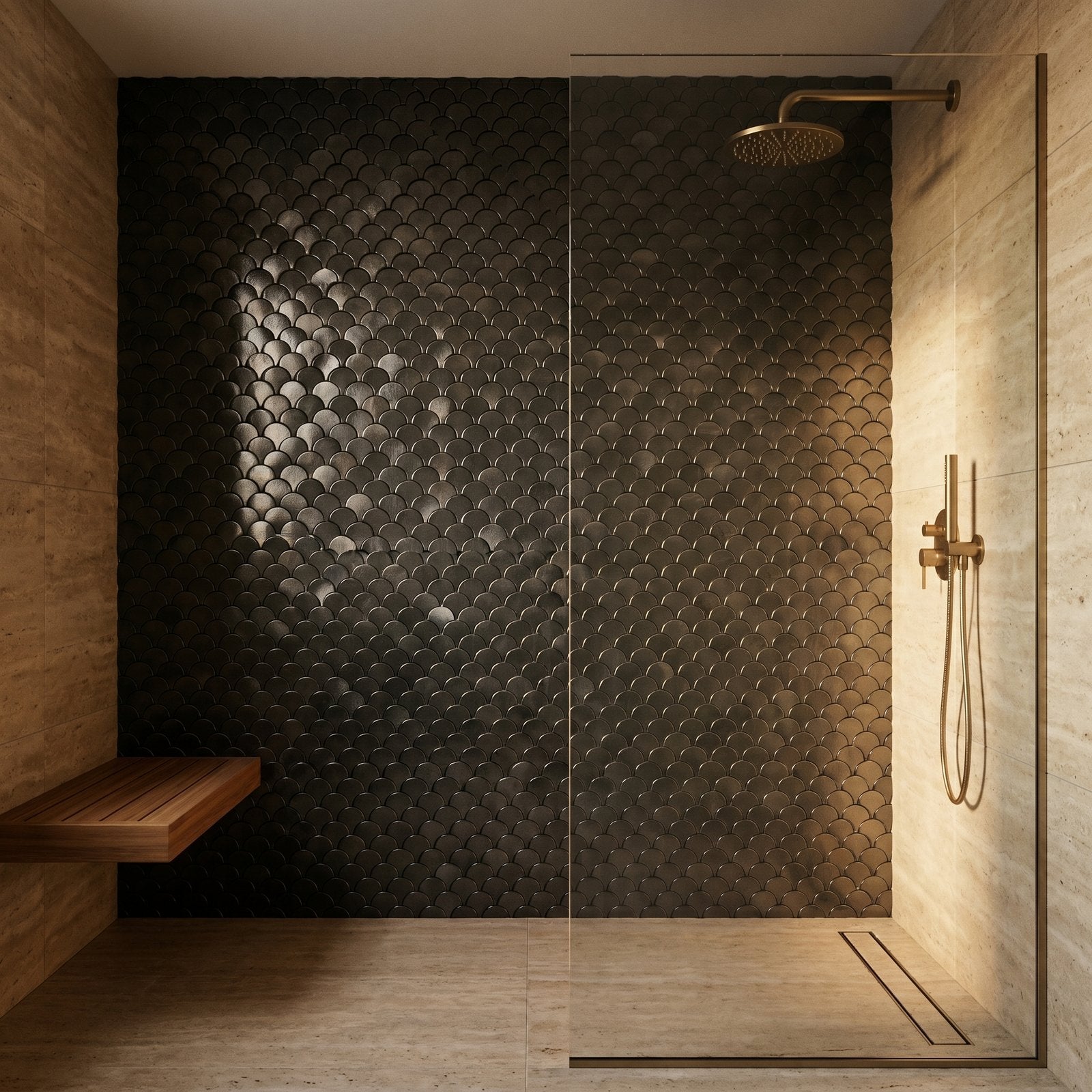 Peel and Stick Backsplash | Fish Scale 3D Anthracite | 11.73×11.34"