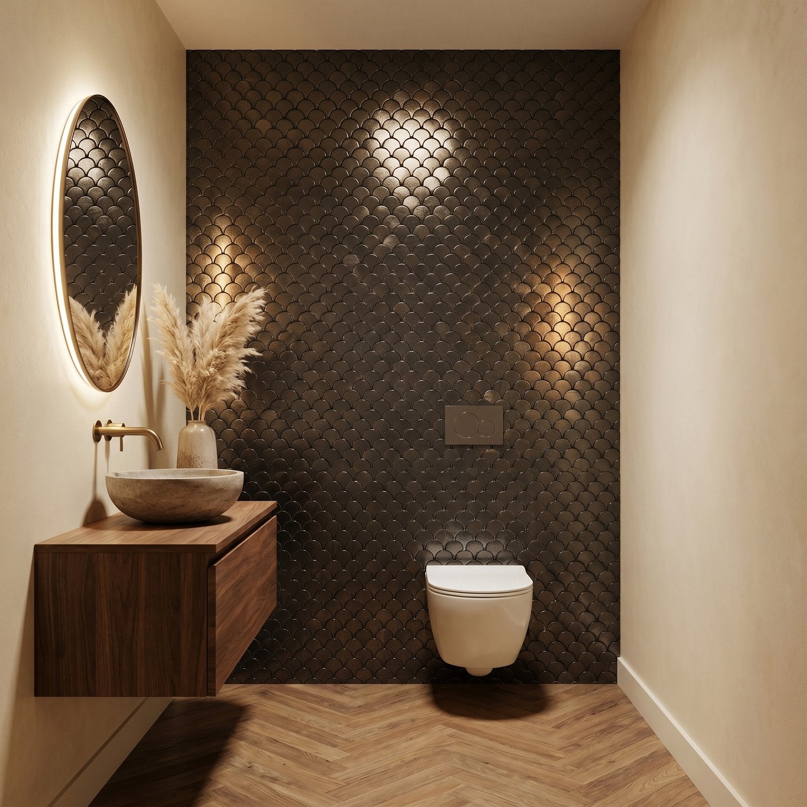 Peel and Stick Backsplash | Fish Scale 3D Anthracite | 11.73×11.34"