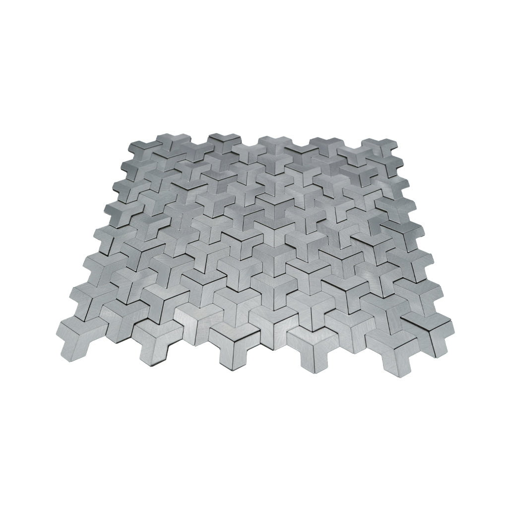Peel and Stick Backsplash | Trifold 3D Silver | 11.02×11.93"