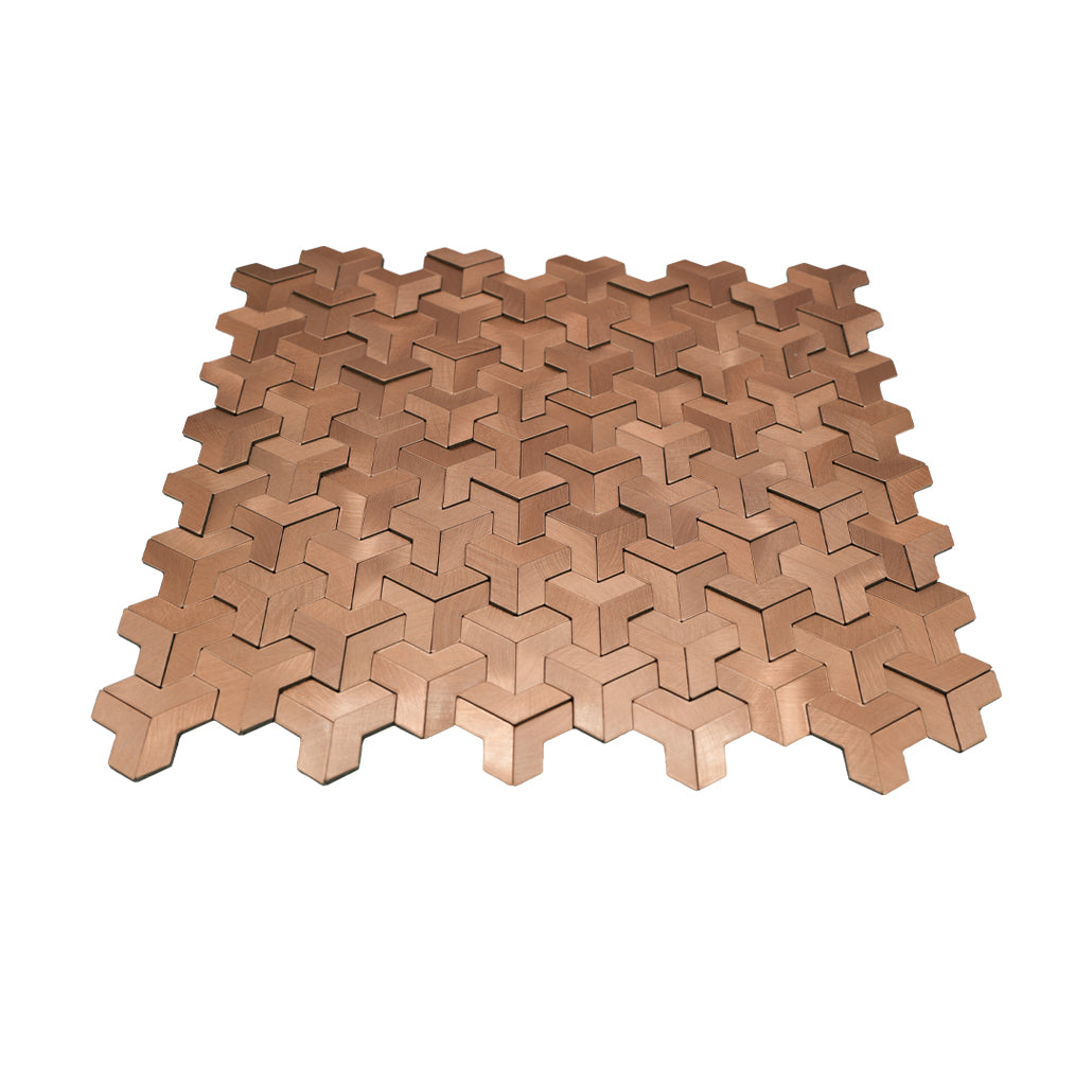 Peel and Stick Backsplash | Trifold 3D Copper | 11.02×11.93"