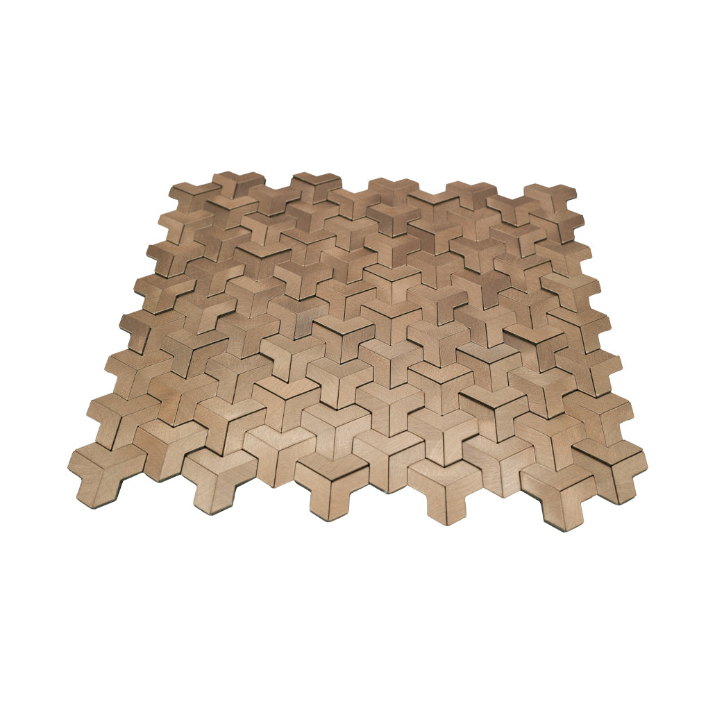 Peel and Stick Mosaic Tile | Trifold 3D Natural | 11.02×11.93 in | Metal