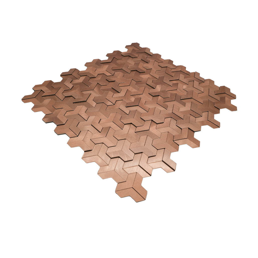Peel and Stick Backsplash | Trifold 3D Copper | 11.02×11.93"