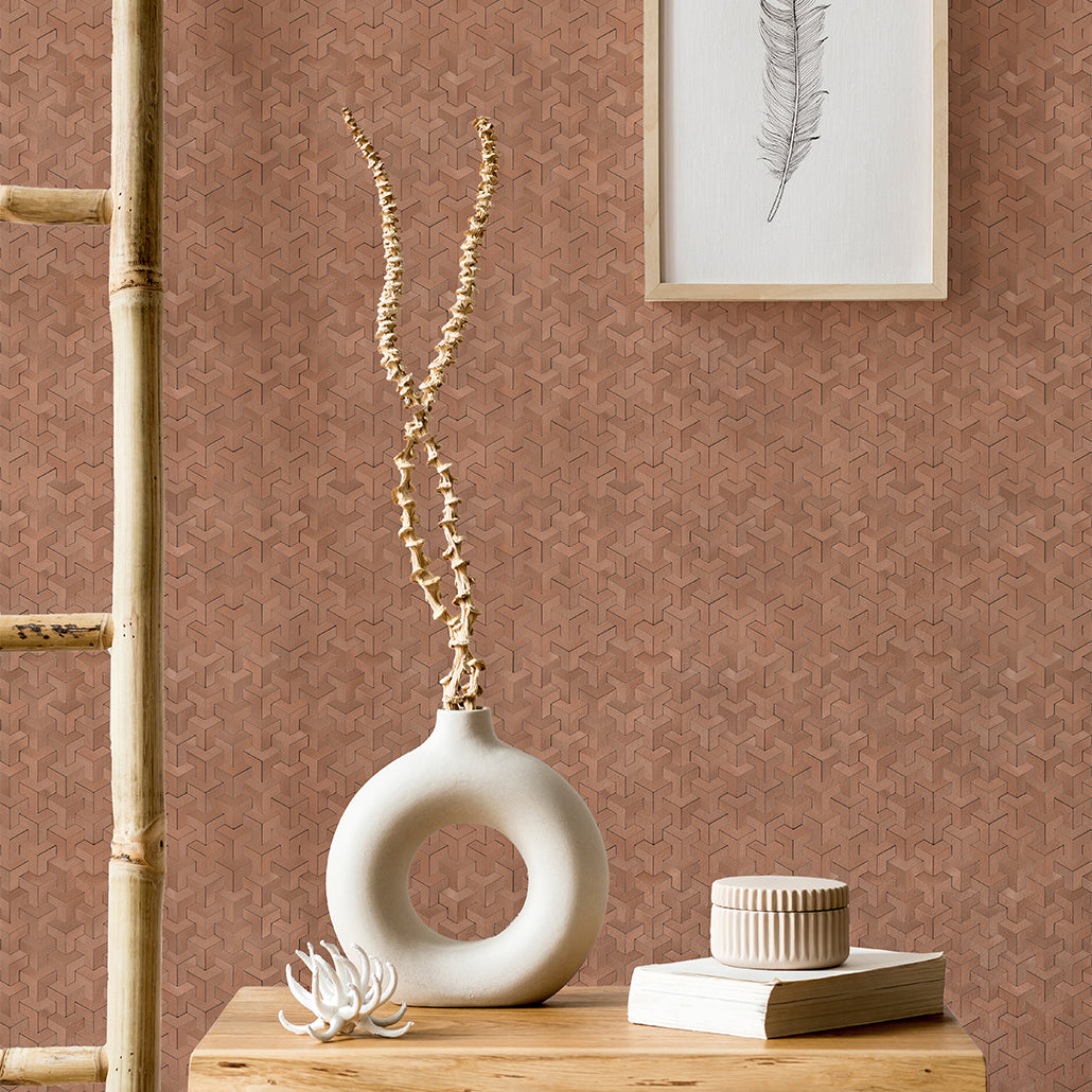 Peel and Stick Mosaic Tile | Trifold 3D Copper | 11.02×11.93 in | Metal