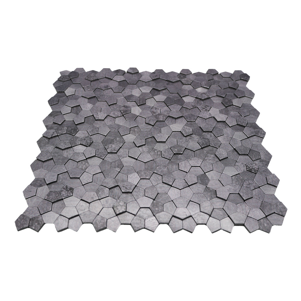Peel and Stick Backsplash | Pentagon 3D Gray | 11.1×11.1"