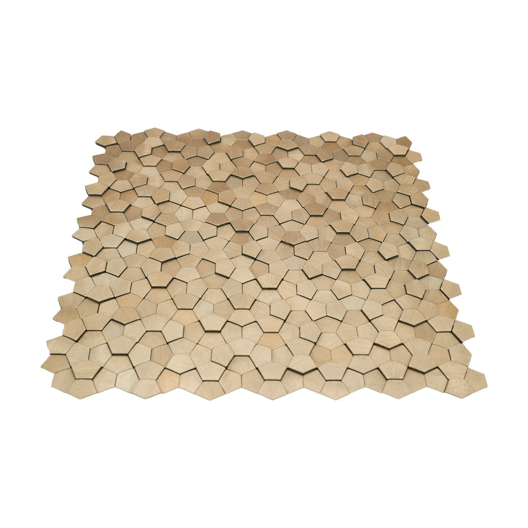 Peel and Stick Backsplash | Pentagon 3D Champagne | 11.1×11.1"