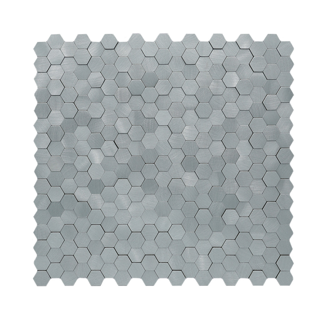 Peel and Stick Mosaic Tile | Mini Hexagon 3D Gray | 11.73×12.09 in | Metal