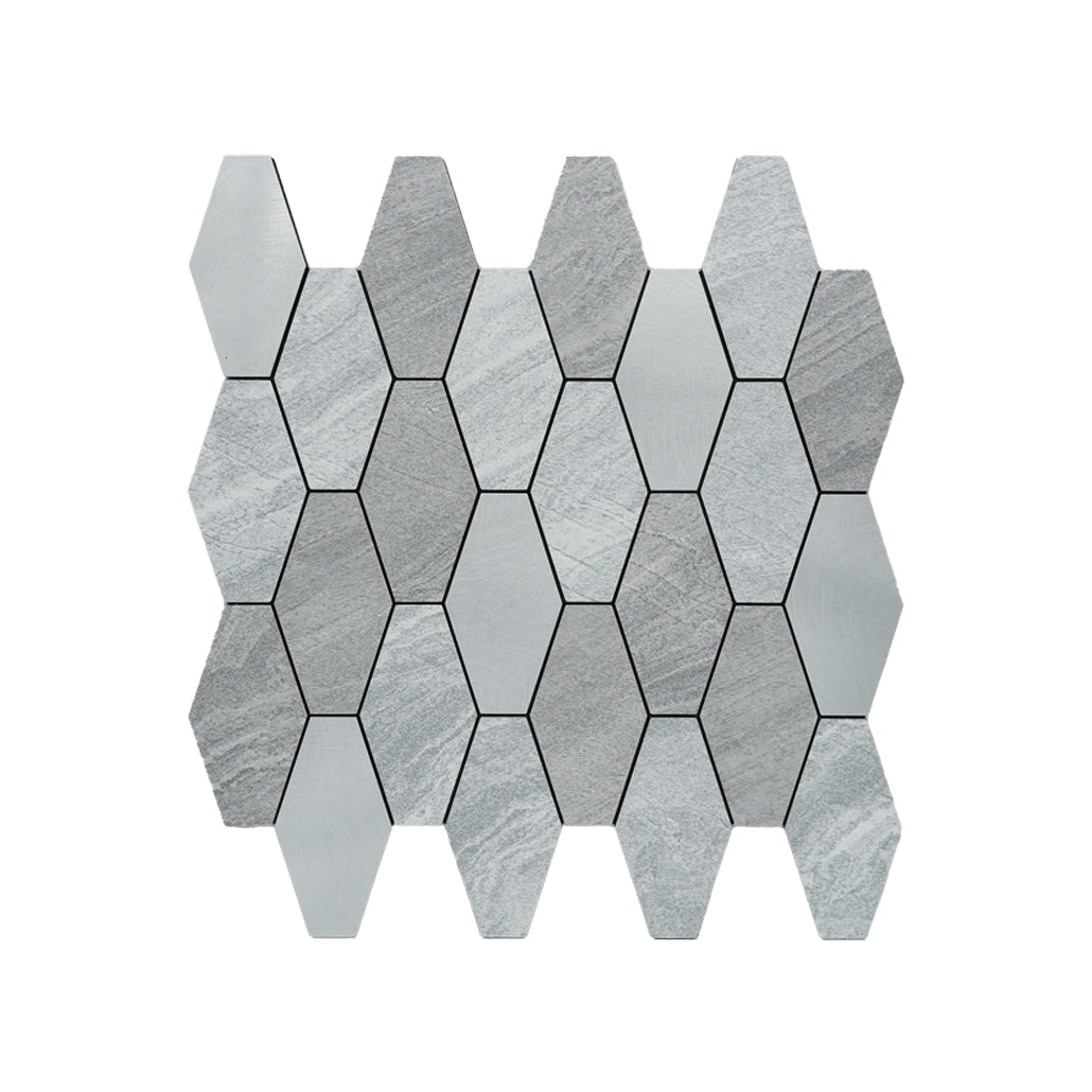 Peel and Stick Mosaic Tile | Picket Silver | 11.81×11.81 in | Metal