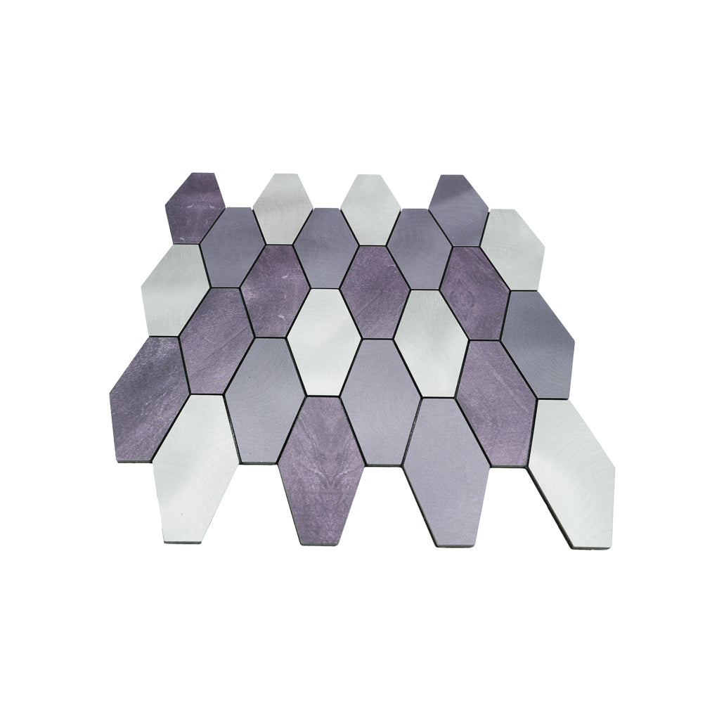 Peel and Stick Mosaic Tile | Picket Mauve | 11.81×11.81 in | Metal