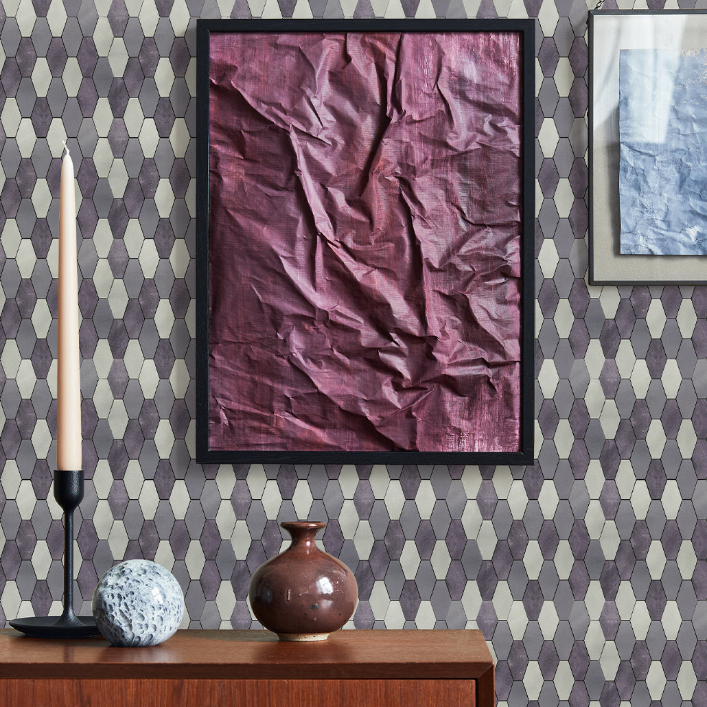 Peel and Stick Mosaic Tile | Picket Mauve | 11.81×11.81 in | Metal