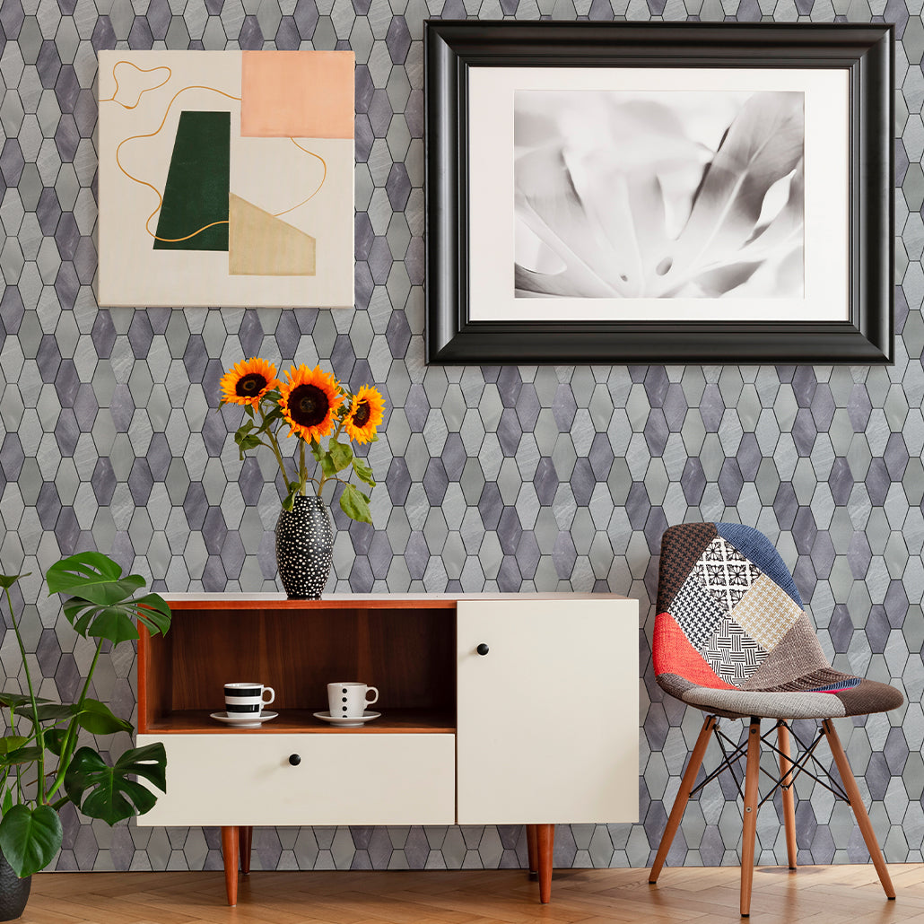 Peel and Stick Mosaic Tile | Picket Gray | 11.81×11.81 in | Metal