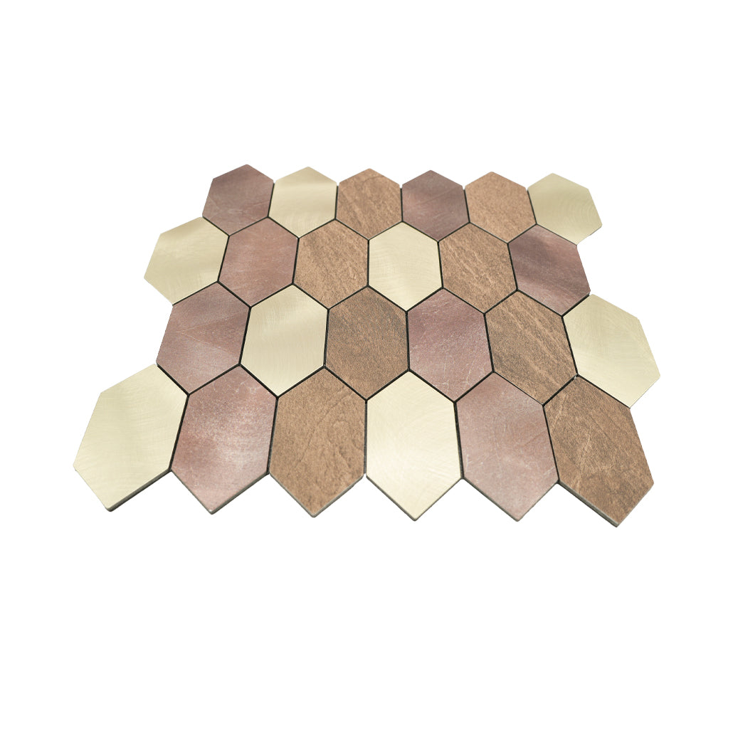 Peel and Stick Mosaic Tile | Picket Champagne | 11.81×11.81 in | Metal