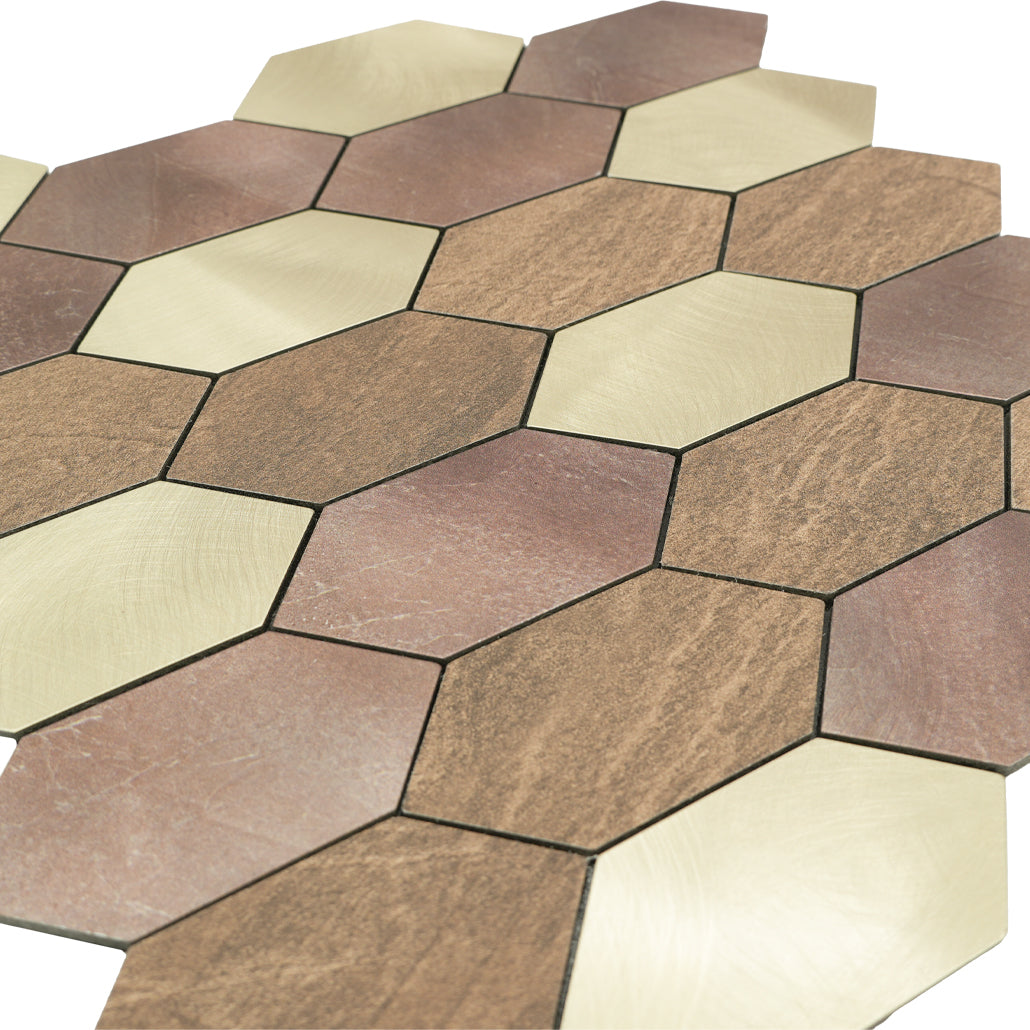 Peel and Stick Mosaic Tile | Picket Champagne | 11.81×11.81 in | Metal