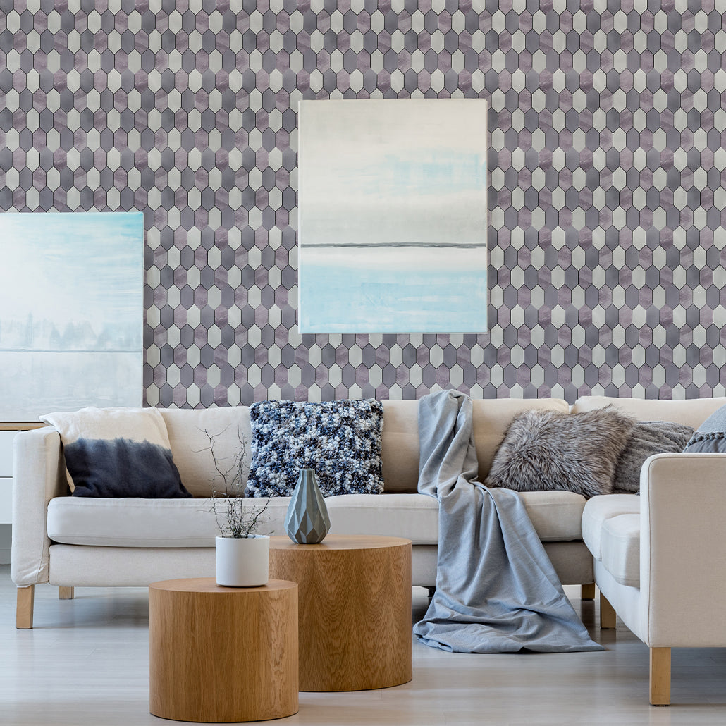 Peel and Stick Mosaic Tile | Picket Mauve | 11.81×11.81 in | Metal