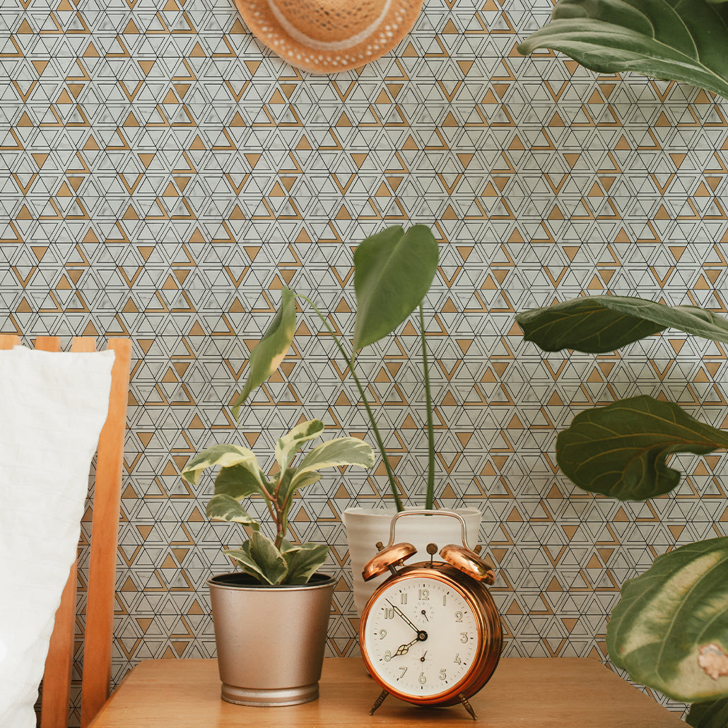 Peel and Stick Mosaic Tile | Triangle Gold | 11.3×13.03 in | Metal