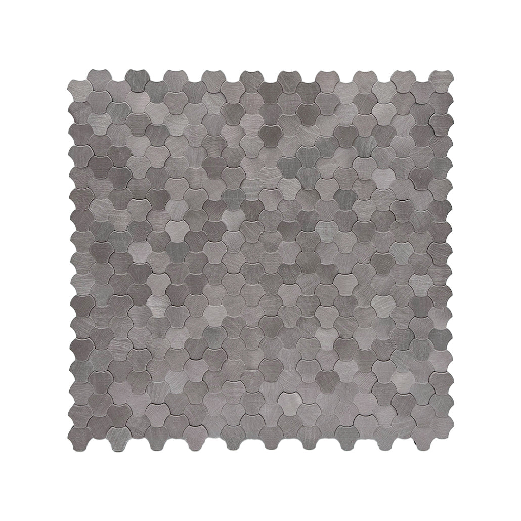 Peel and Stick Mosaic Tile | Trefoil 3D Anthracite | 12.01×11.65 in | Metal