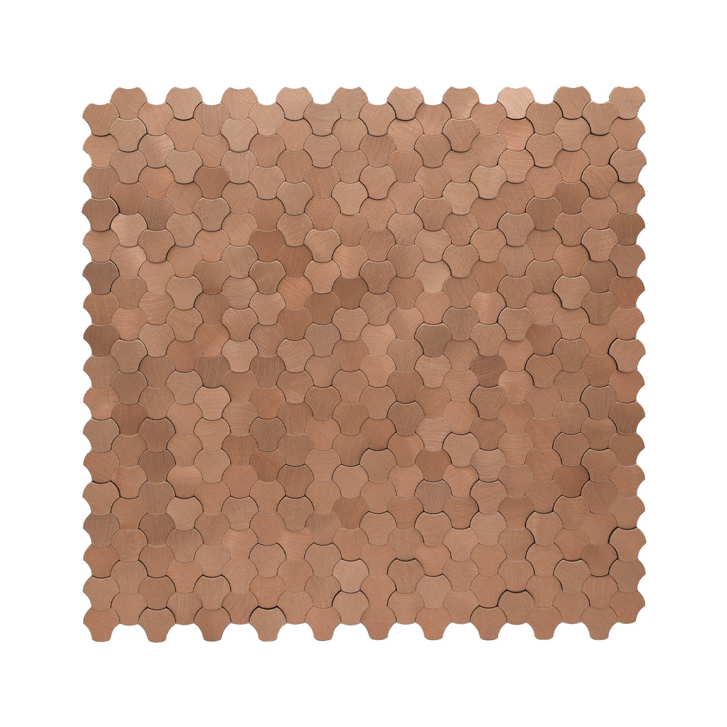 Peel and Stick Mosaic Tile | Trefoil 3D Copper | 12.01×11.65 in | Metal