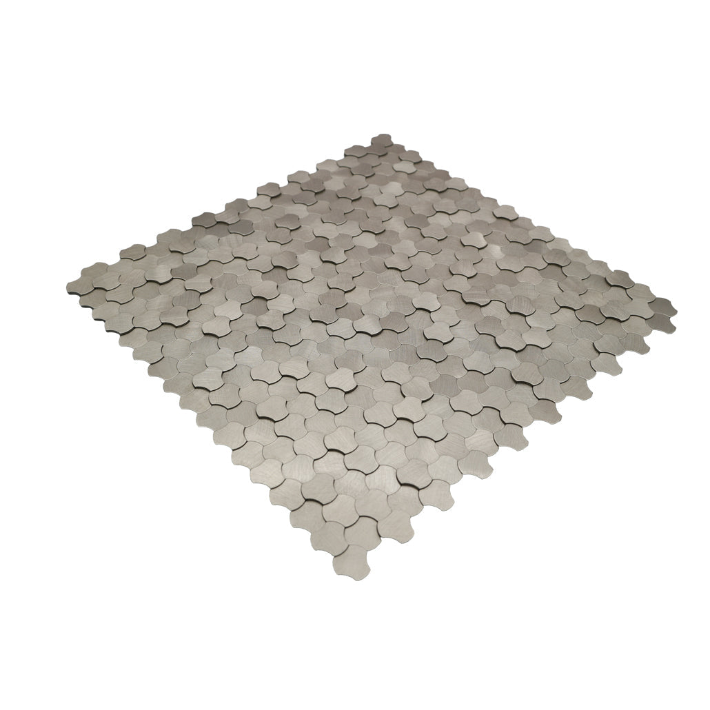 Peel and Stick Backsplash | Trefoil 3D Silver | 12.01×11.65"