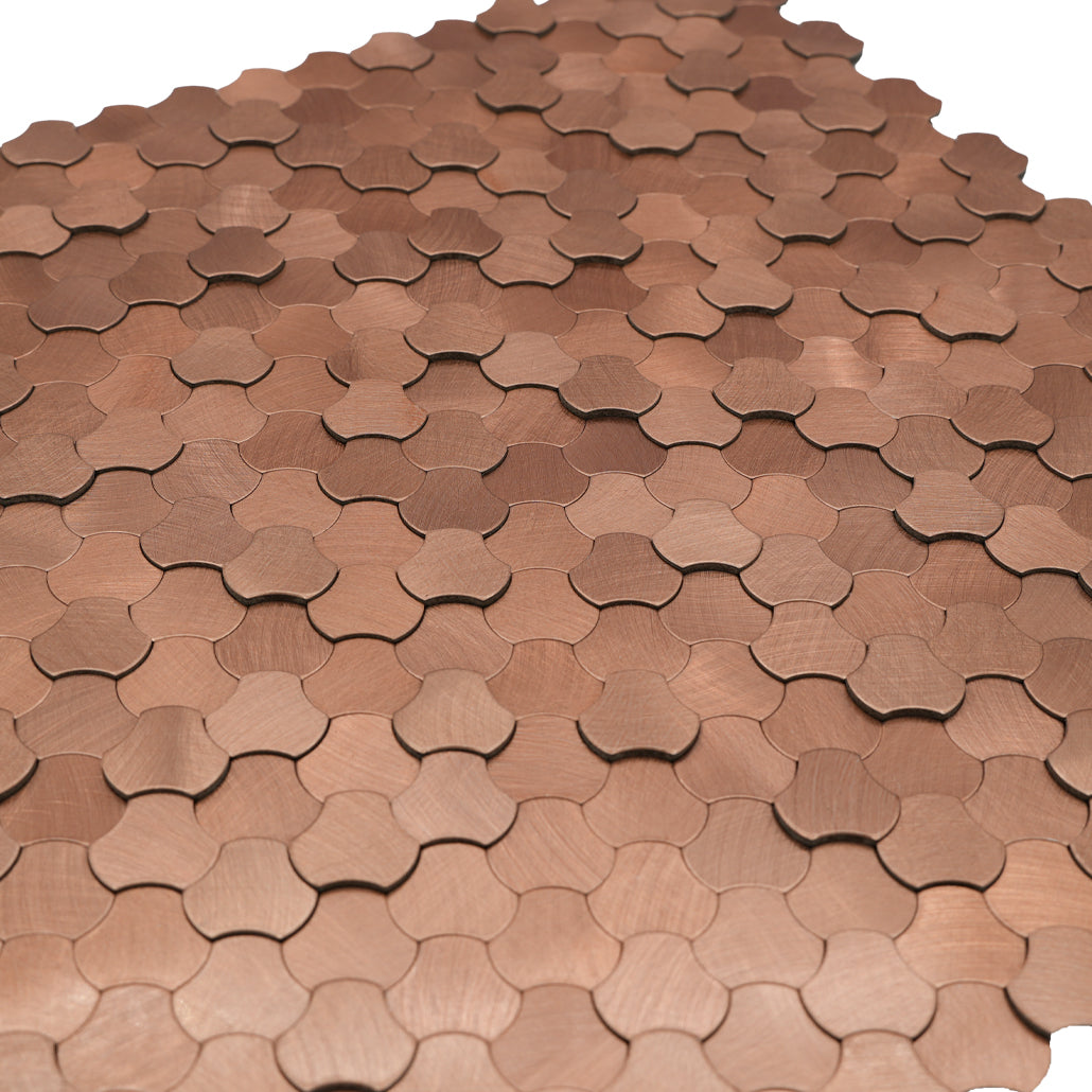 Peel and Stick Backsplash | Trefoil 3D Copper | 12.01×11.65"