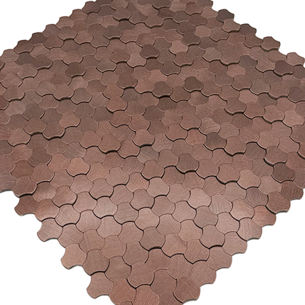 Peel and Stick Backsplash | Trefoil 3D Bronze | 12.01×11.65"