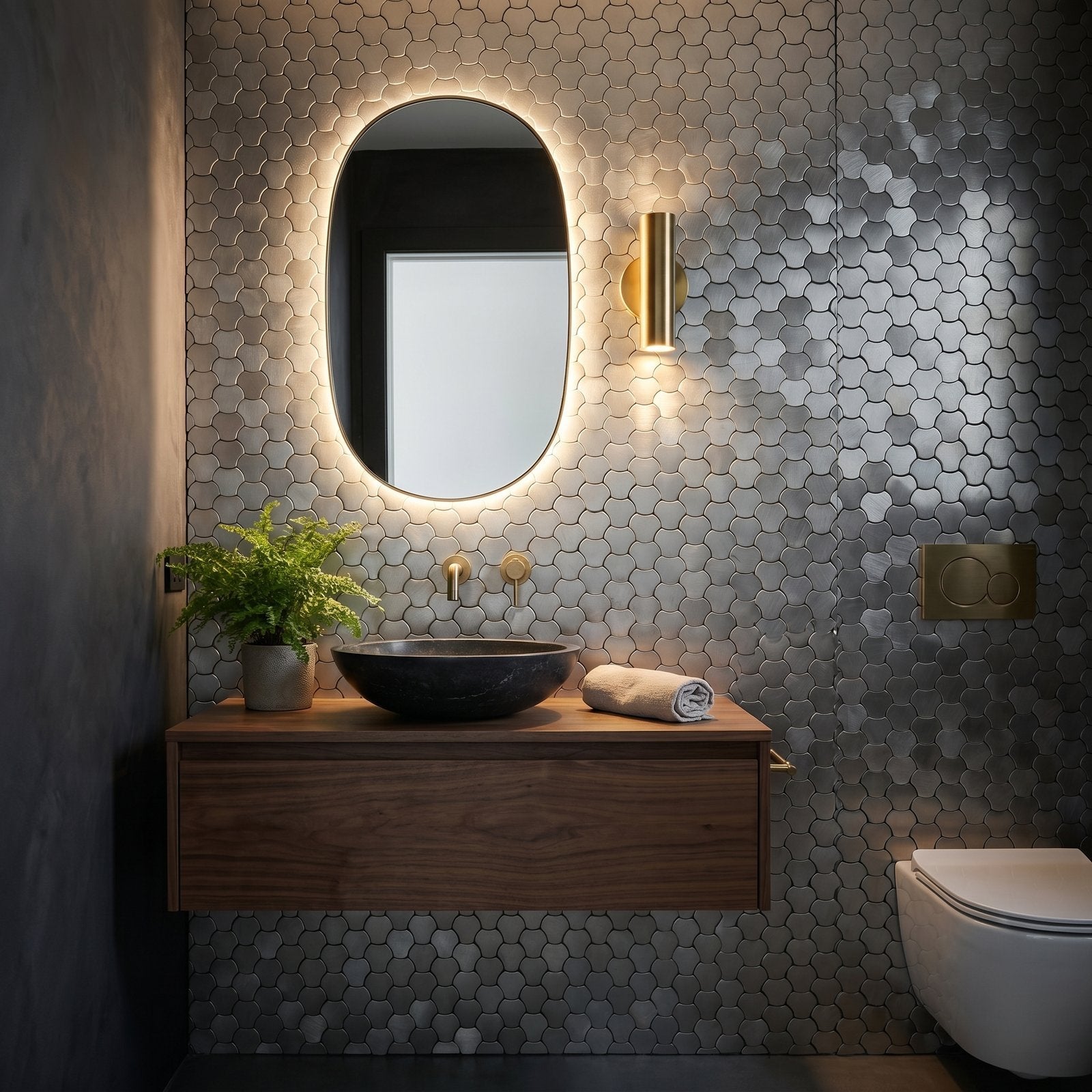 Peel and Stick Backsplash | Trefoil 3D Silver | 12.01×11.65"