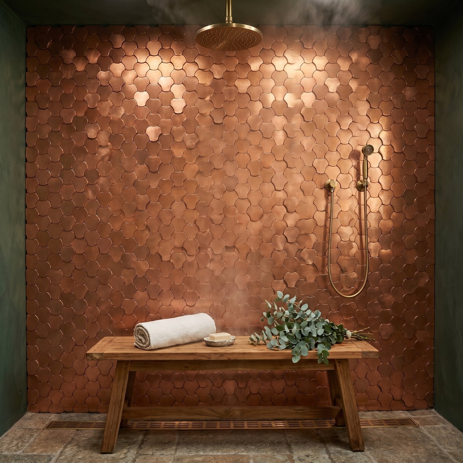 Peel and Stick Backsplash | Trefoil 3D Copper | 12.01×11.65"